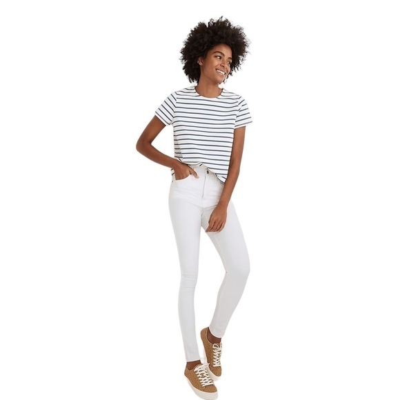 MADEWELL 10" High-Rise Skinny Jeans in Pure White - Picture 2 of 13